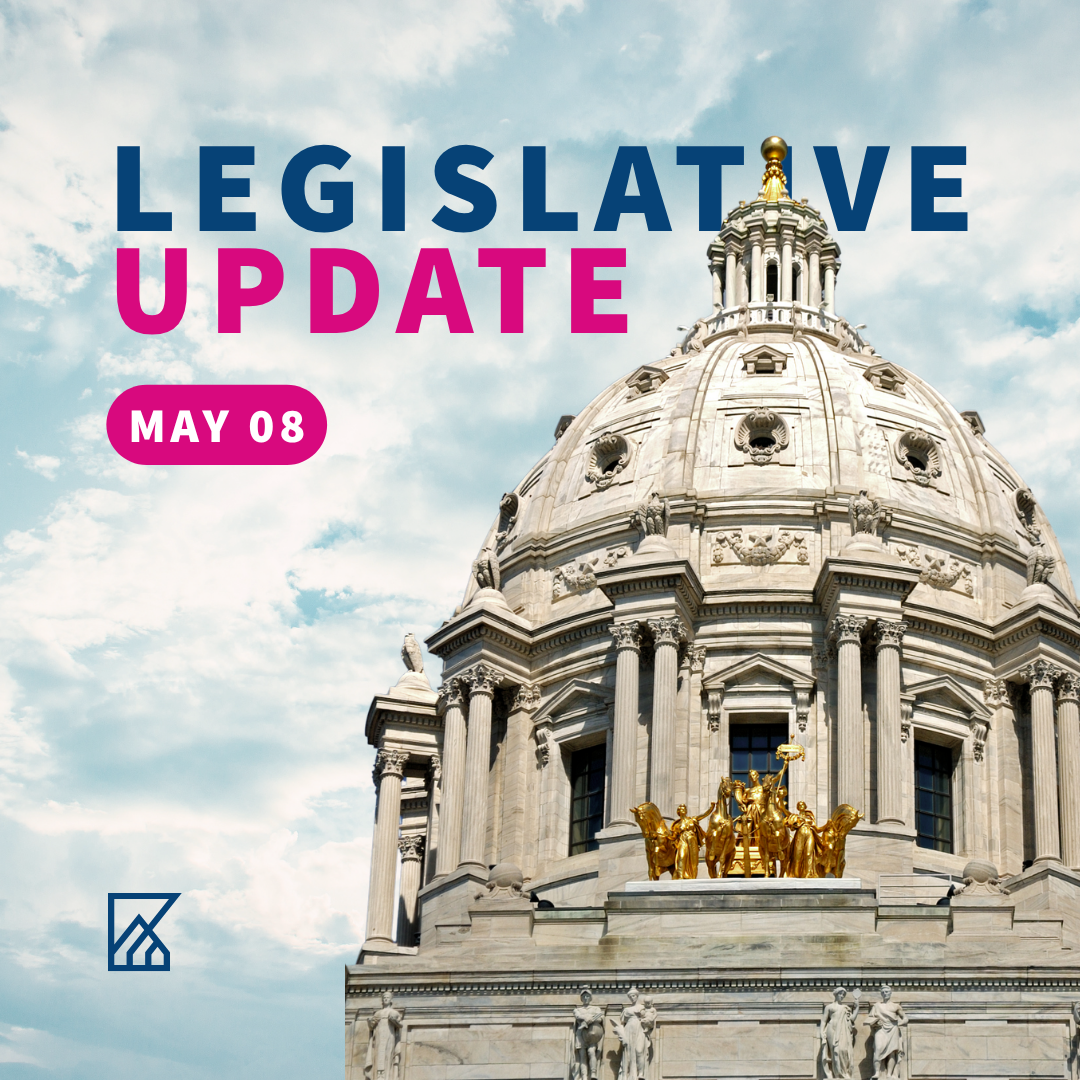 Image of the Minnesota state capitol building against a light sky blue background with clouds